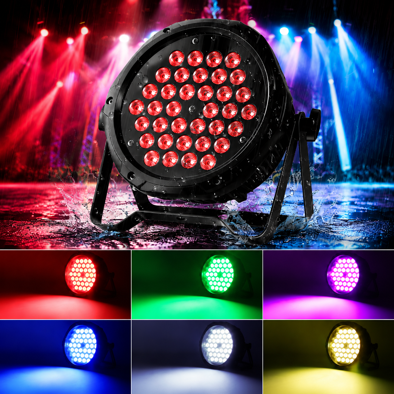 KTVLIGHTS 36-LED RGB 3-in-1 IP65 Waterproof PAR Light-P24