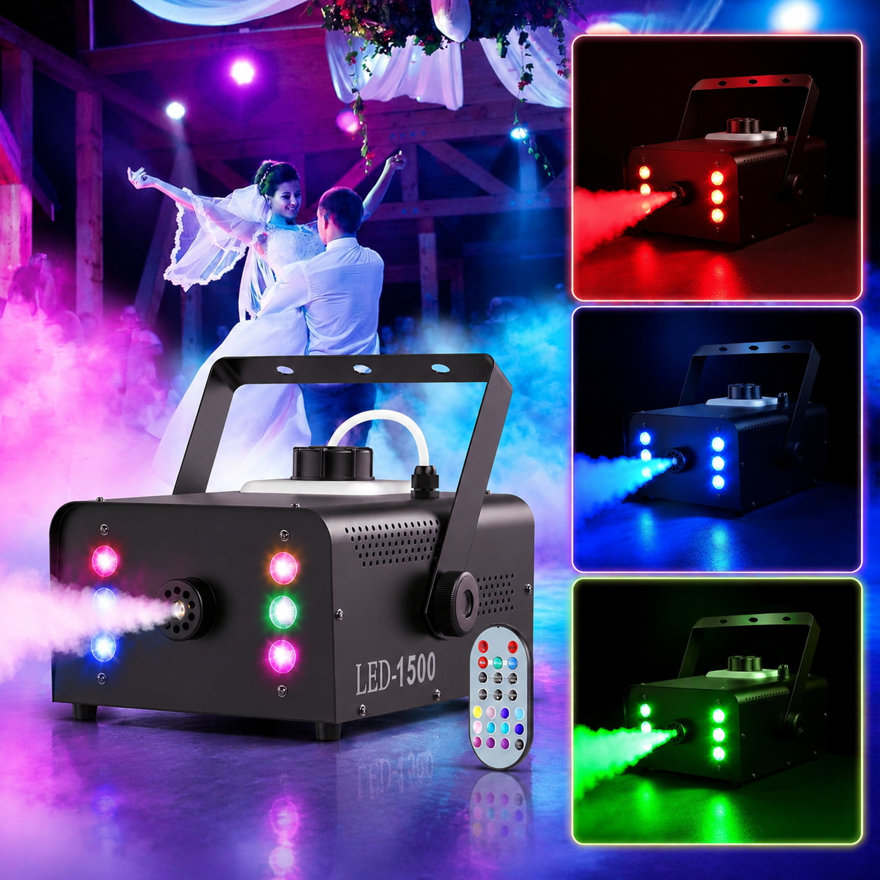 KTVLIGHTS 1500W Upgraded RGB 6LED Fog Machine - Y13