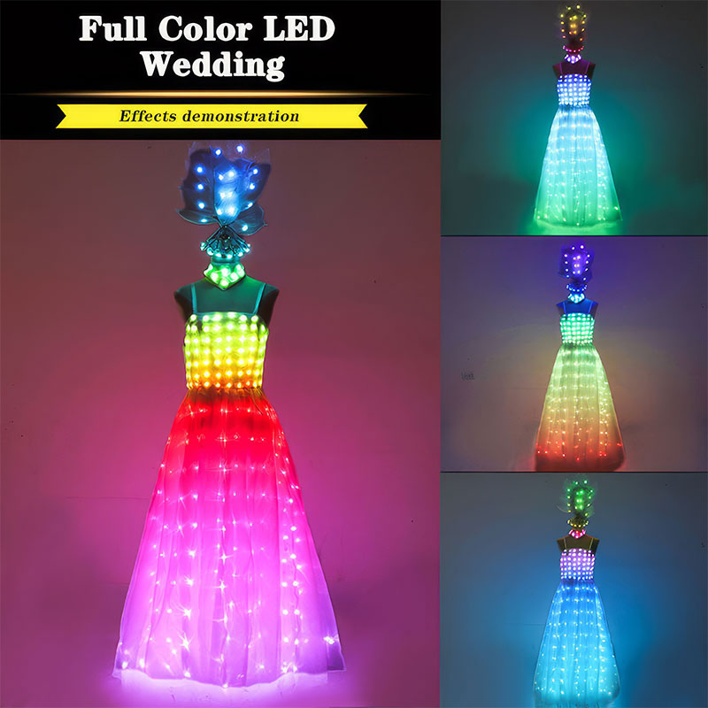Full-color LED glowing wings wedding dress set - M16