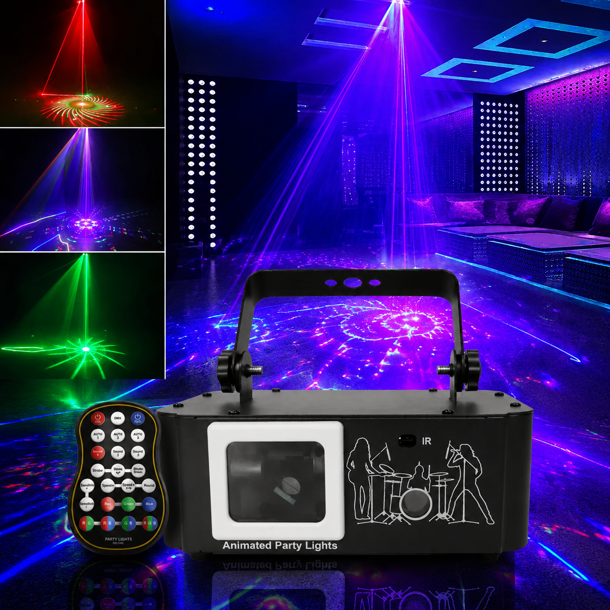 KTVLIGHTS 2-in-1 Starry Sky Scanning Laser Light for DJ Stages-B32