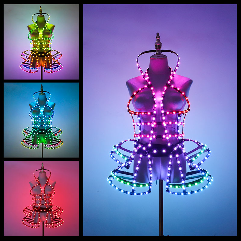 Full-color LED cage-style long performance costume - M12