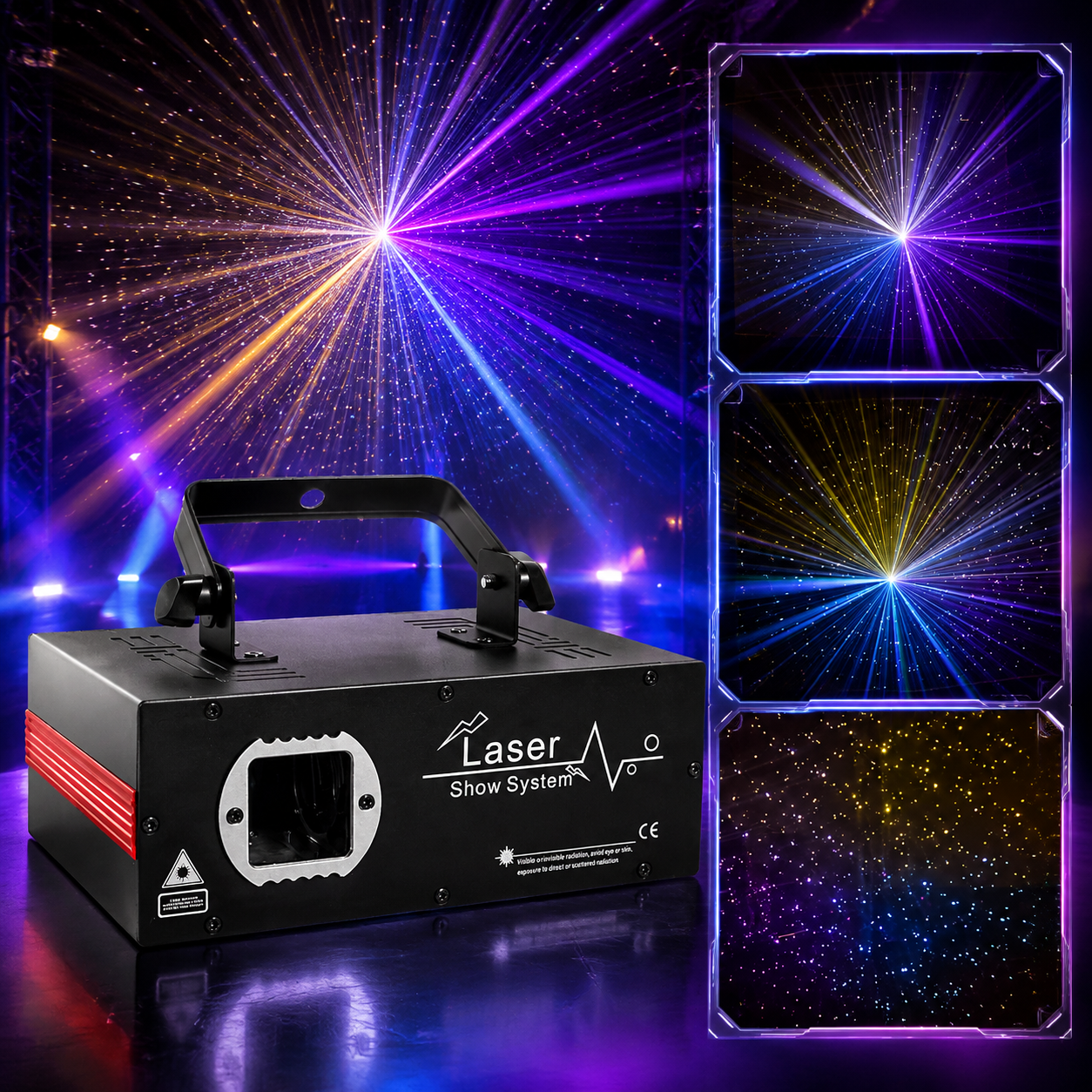 KTVLIGHTS 2W 4-Color Starry Sky DMX Laser Projector for DJ Stages-B21