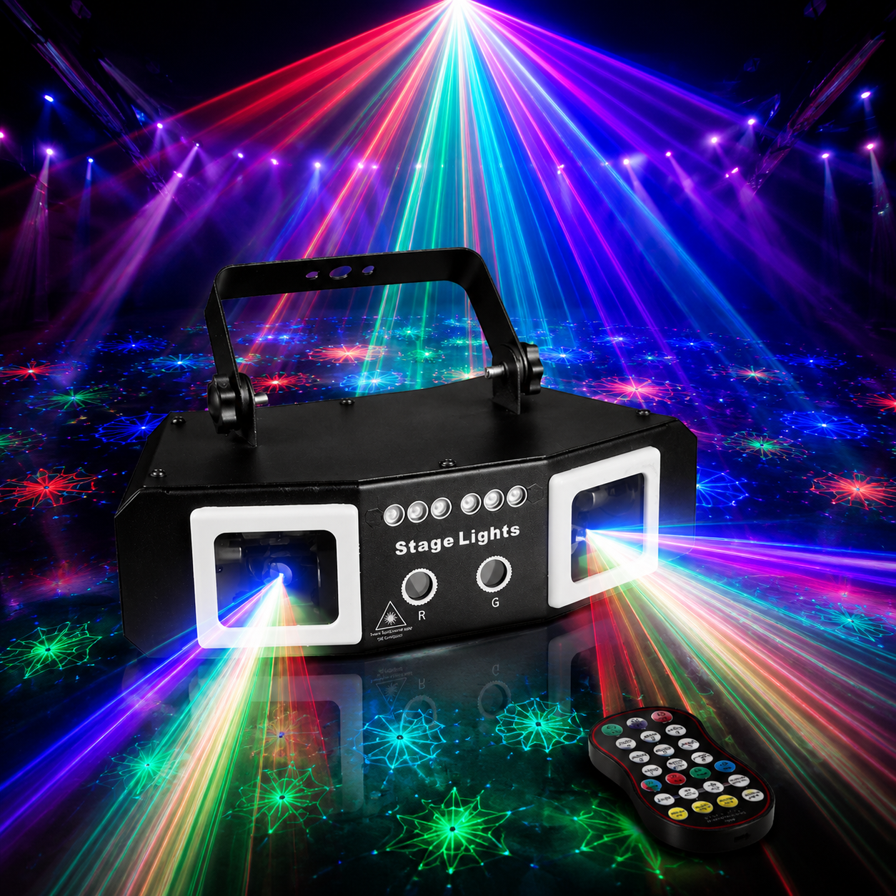 KTVLIGHTS 18W 2-in-1 Dual-Aperture RGB DMX Scanning Laser Stage Light-B30