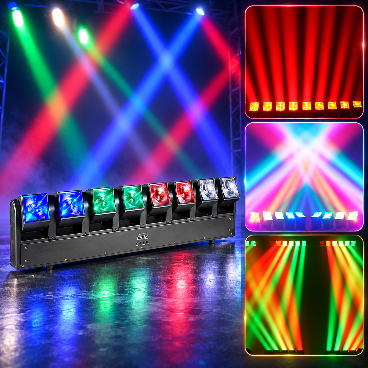 KTVLIGHTS 8x60W RGBW Tornado Moving Head Beam Bar Stage Light - DMX512-E106