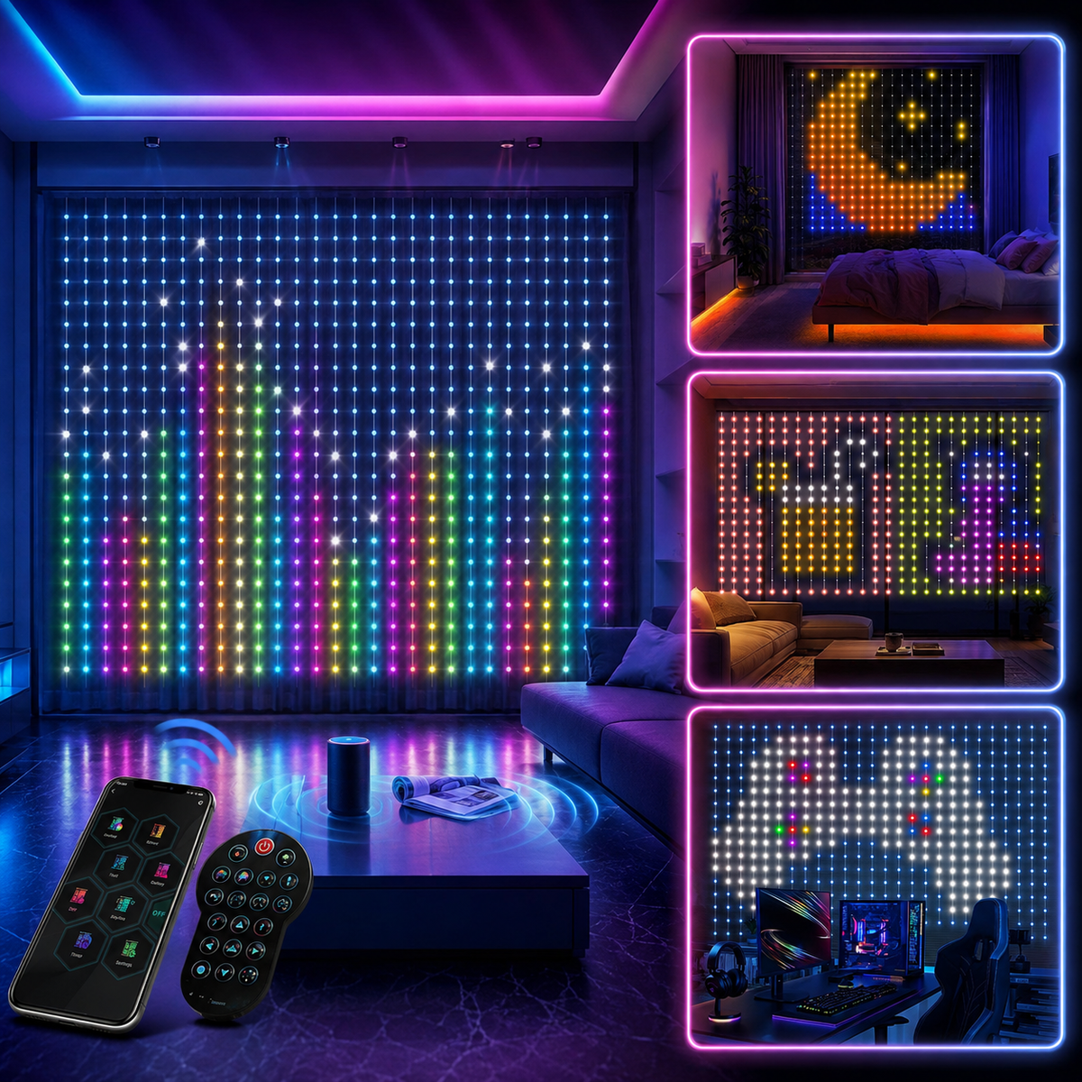 KTVLIGHTS IP65 Smart APP LED Decorative Curtain Light-DIY Text/Animation-M58