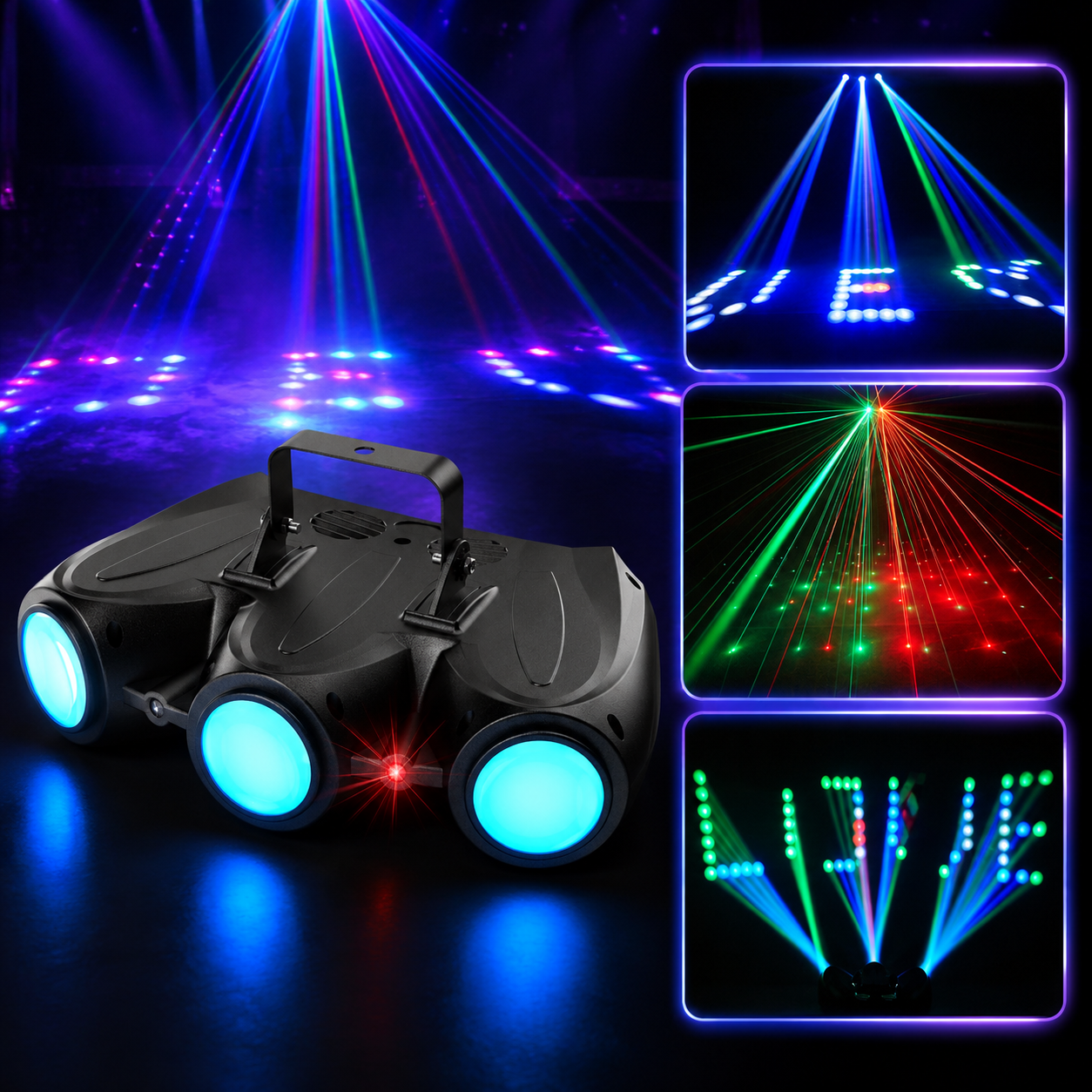KTVLIGHTS RGBW 3-Head Airship-Style LED Stage Effect Light for DJ Parties- C23