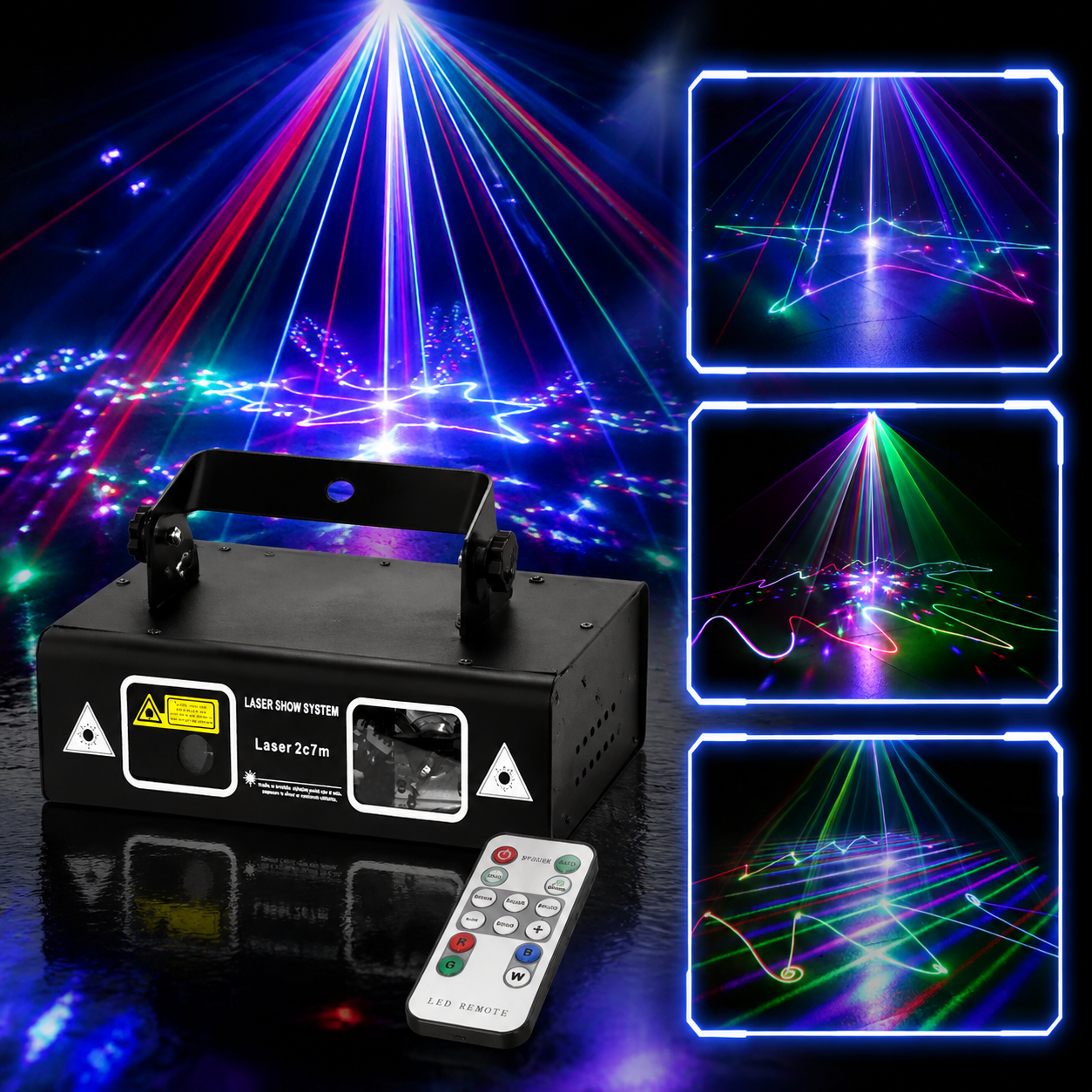 KTVLIGHTS 50W 2-in-1 Dual-Aperture RGB 500mW Scanning Laser Stage Light-B44