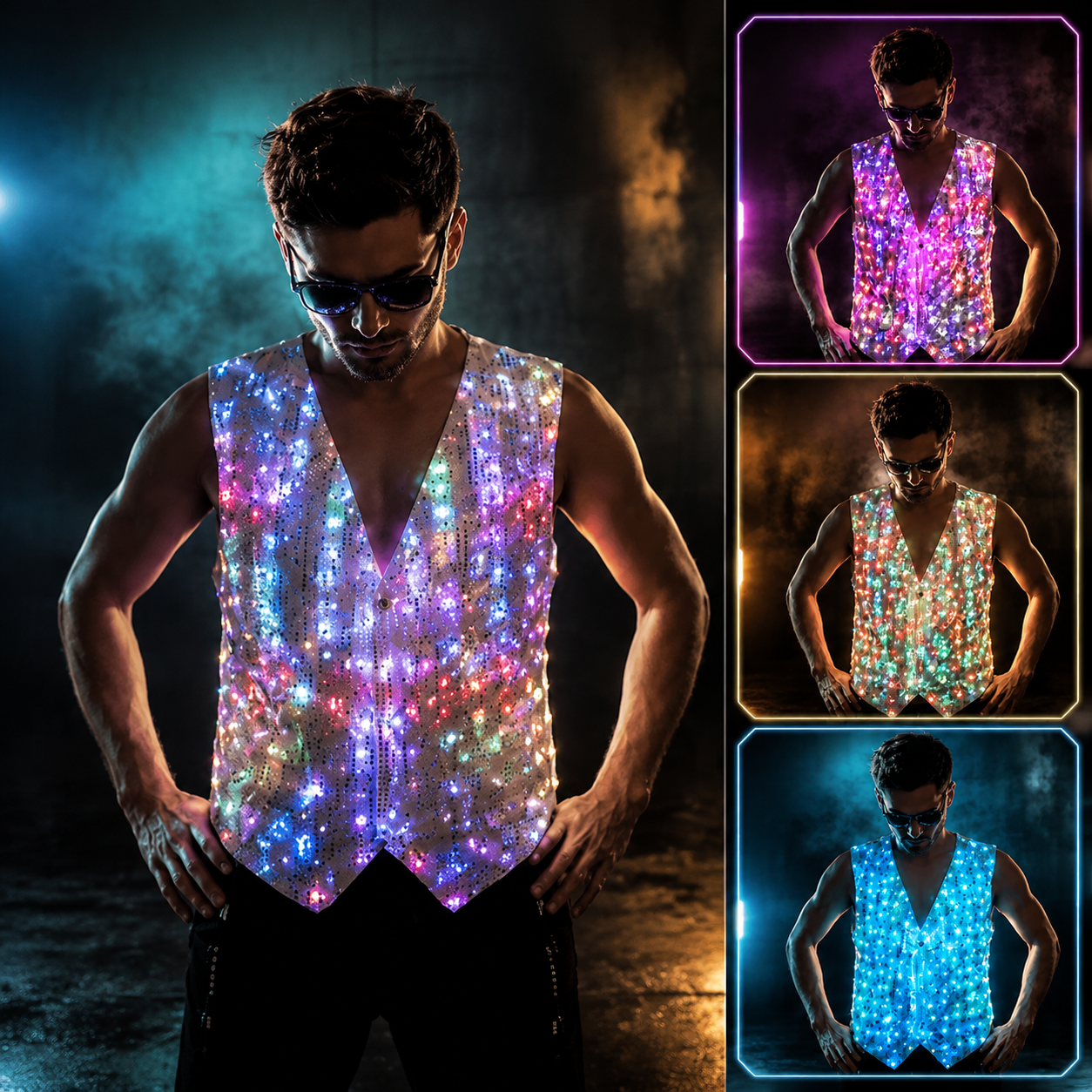 KTVLIGHTS Colorful LED Vest for Rave Parties & Festivals-M5