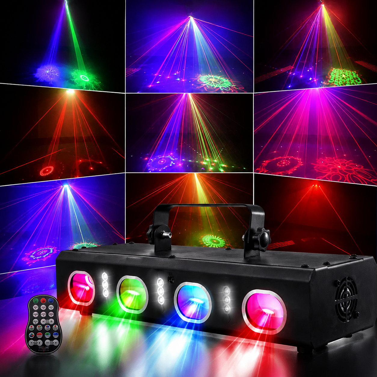 KTVLIGHTS3-in-1 4-Aperture DJ Laser Stage Light for Nightclubs and Parties - B35