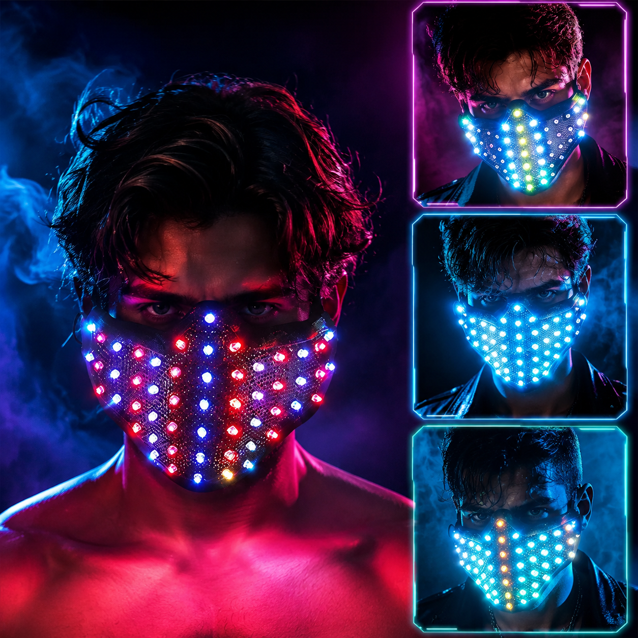 KTVLIGHTS Colorful LED Mask for Rave Parties & Festivals-M41