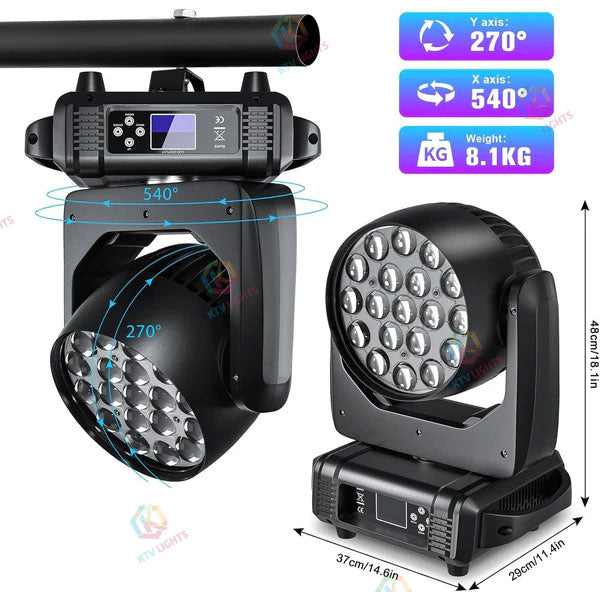 285w RGBW stage light 19 LED moving head light-E54