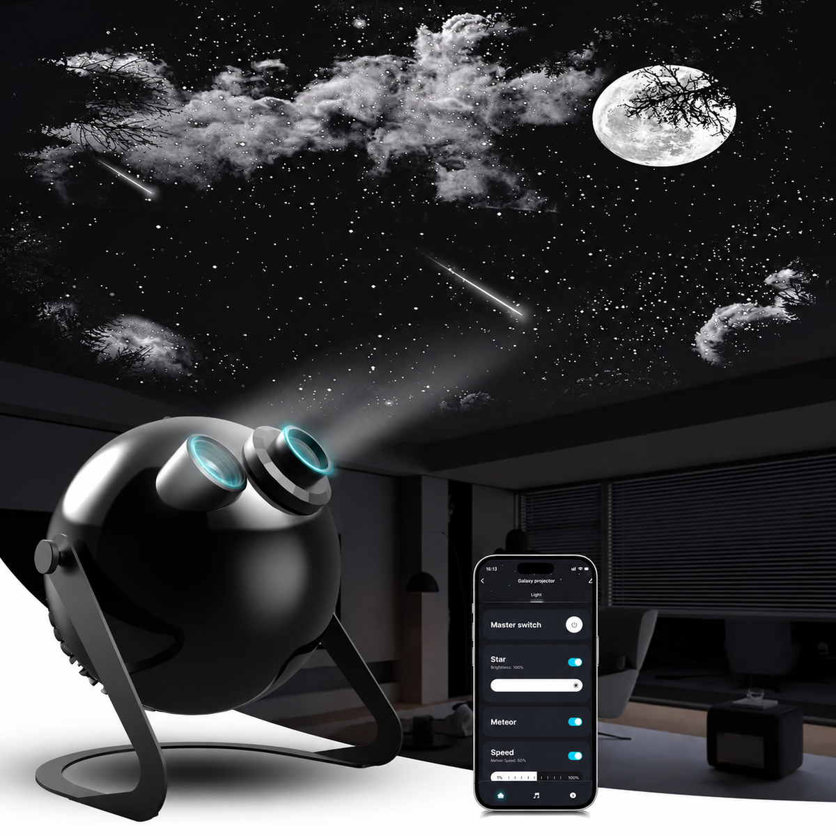 KTVLIGHTS 53W Pro Max APP Smart Galaxy Star Projector-S62