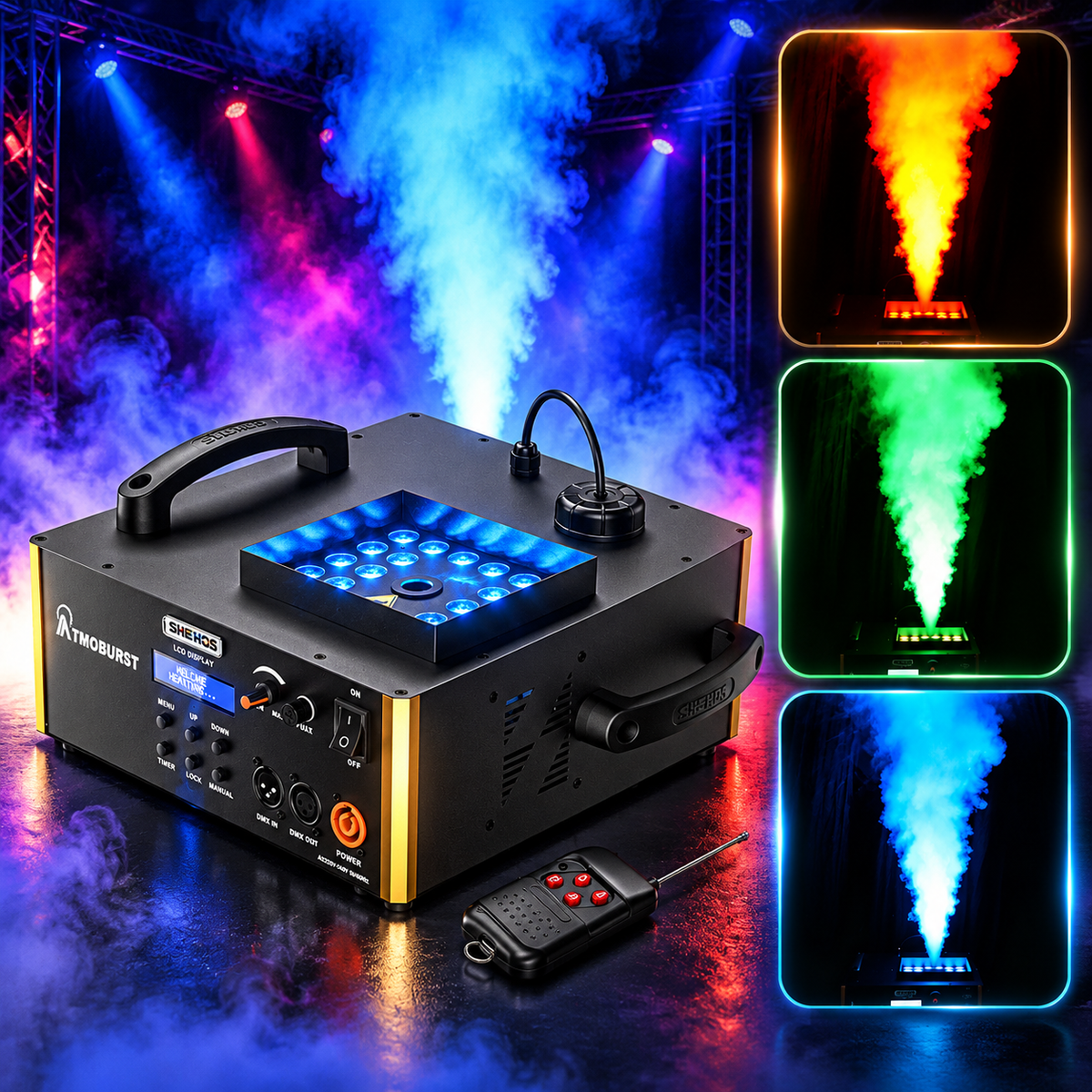 KTVLIGHTS 24-LED RGB Column Smoke Machine for Stage Events-Y24