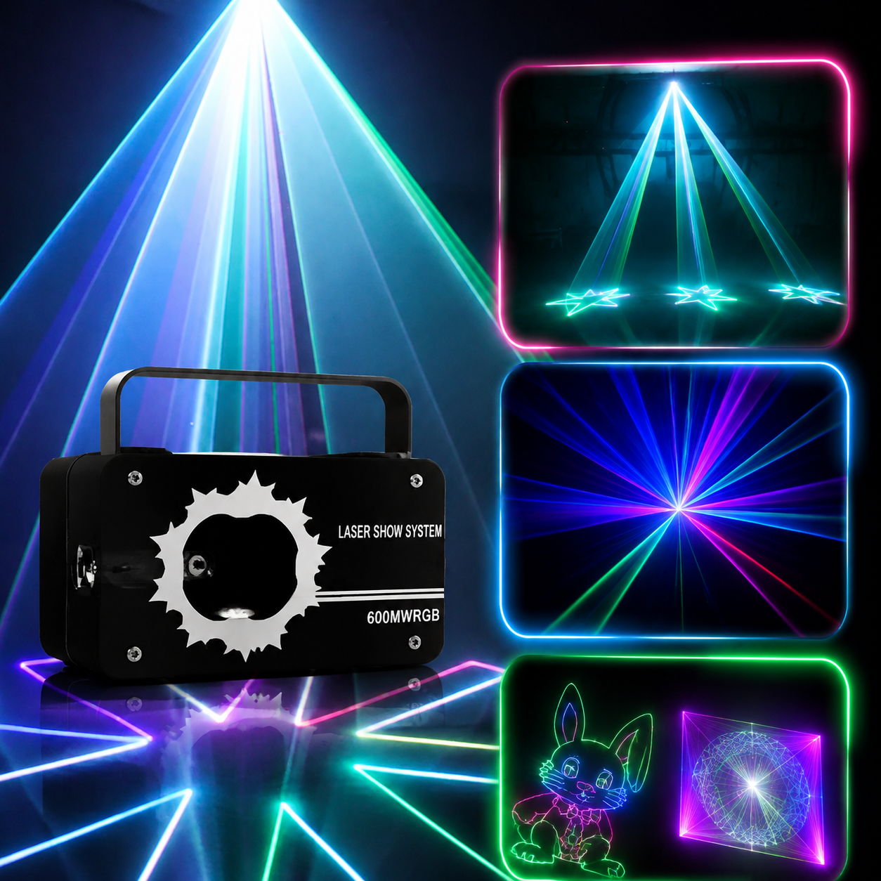 KTVLIGHTS RGB Animation Laser Light – DJ Stage Scanner Effect Light – DMX512-A2