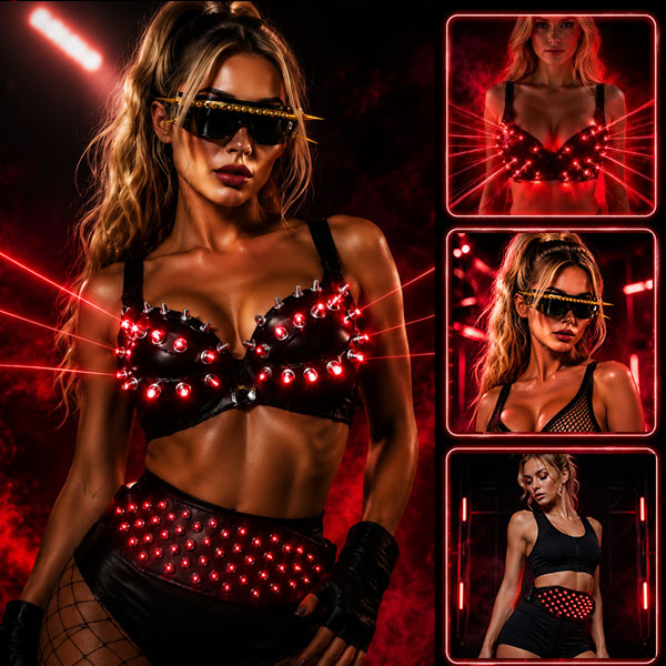 KTVLIGHTS Red Laser LED Bra Costume for DJ & Stage Shows-M2