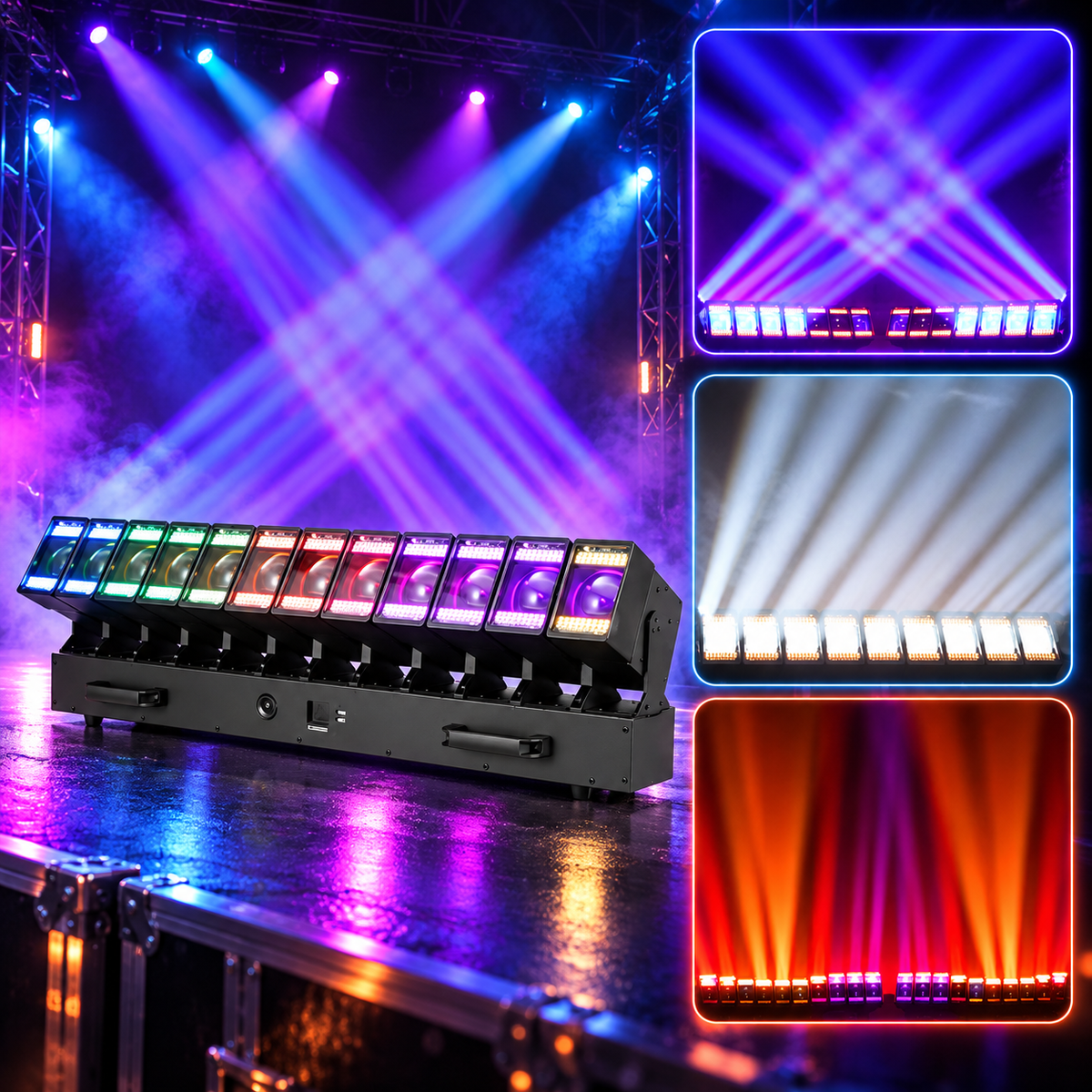 KTVLIGHTS 12x60W RGBW Moving Head Matrix Light DMX512 Stage Lighting-E104