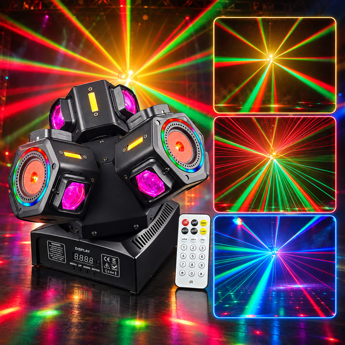 KTVLIGHTS 150W 3-Arm Moving Head Laser Beam DJ Stage Light-E97