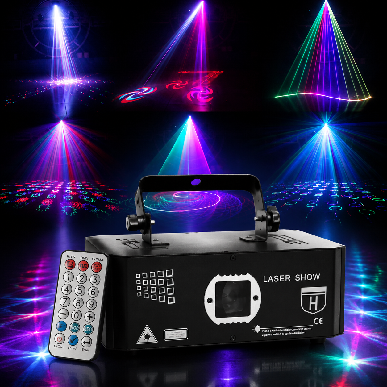 KTVLIGHTS RGB 3D Laser Stage Light 10-in-1 DJ Party Projector-A18