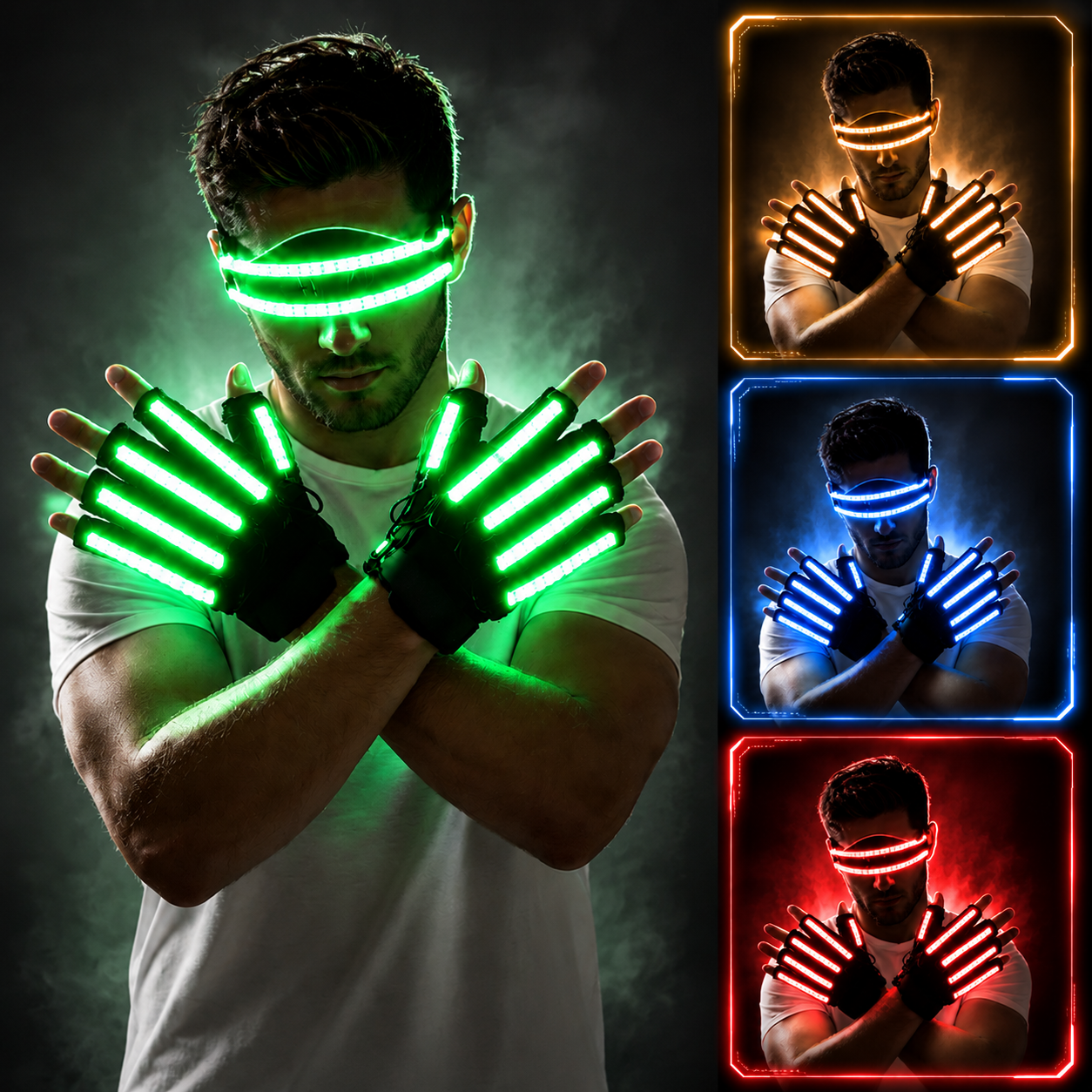 KTVLIGHTS LED Gloves & Glow Glasses for Rave Party Events-M44