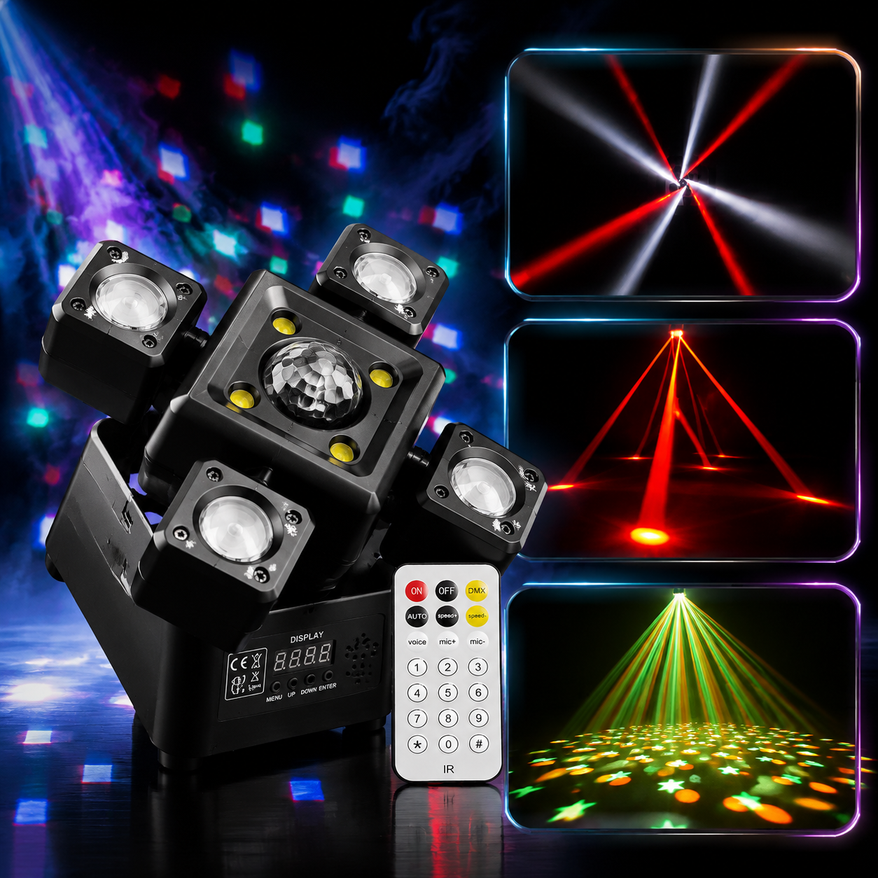 KTVLIGHTS 4 Arms LED Moving Head Stage Light for DJ Party Events-E93