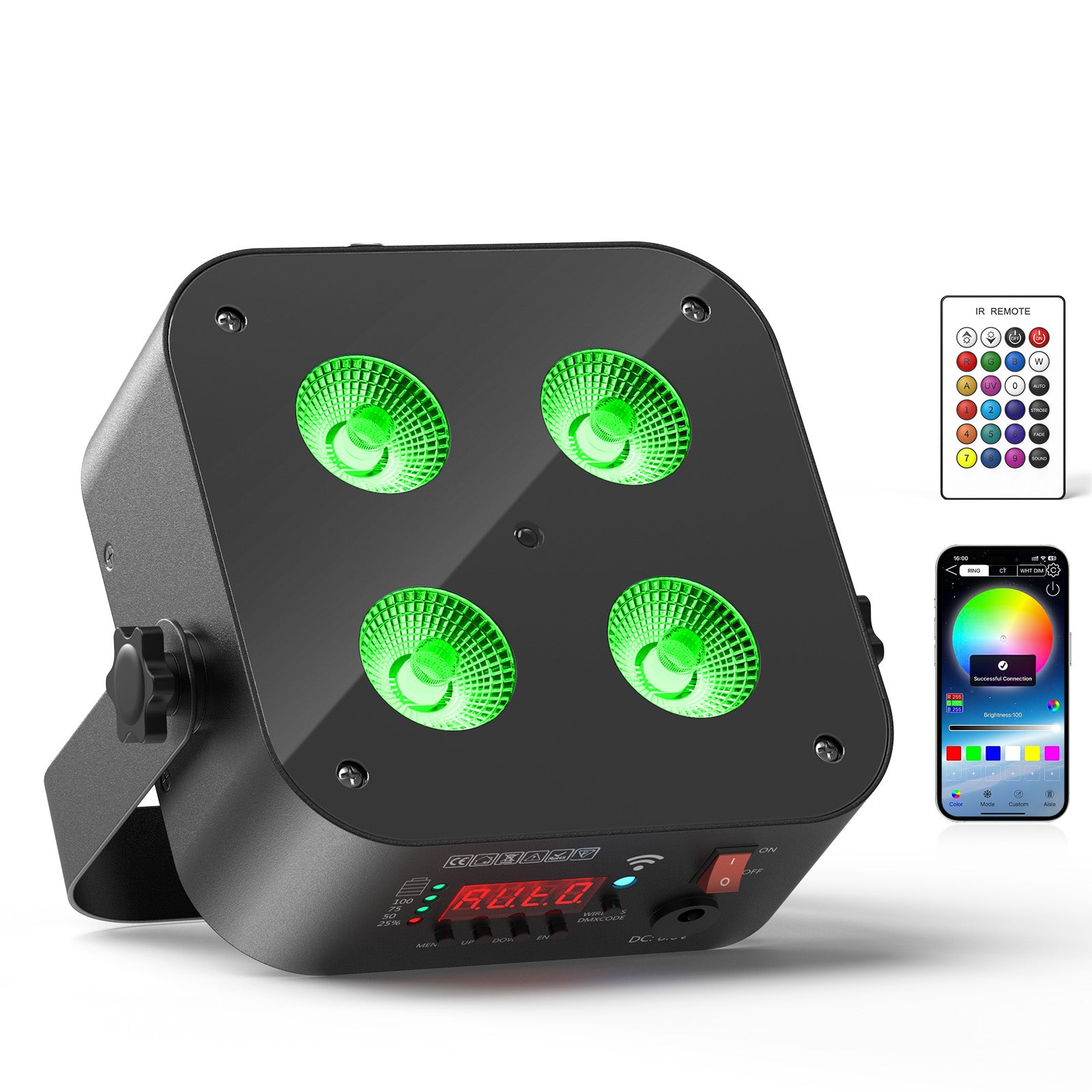 New 4 x 18W RGBW Mini Rechargeable Par Lights - P13