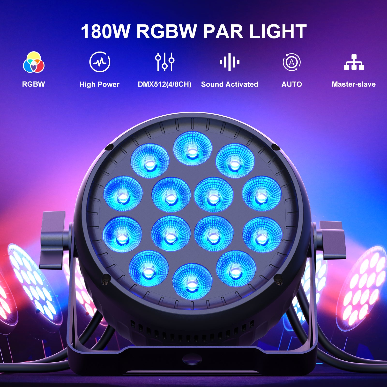 180W 14LED RGBW DMX512 Sound Activated Par Light - P34