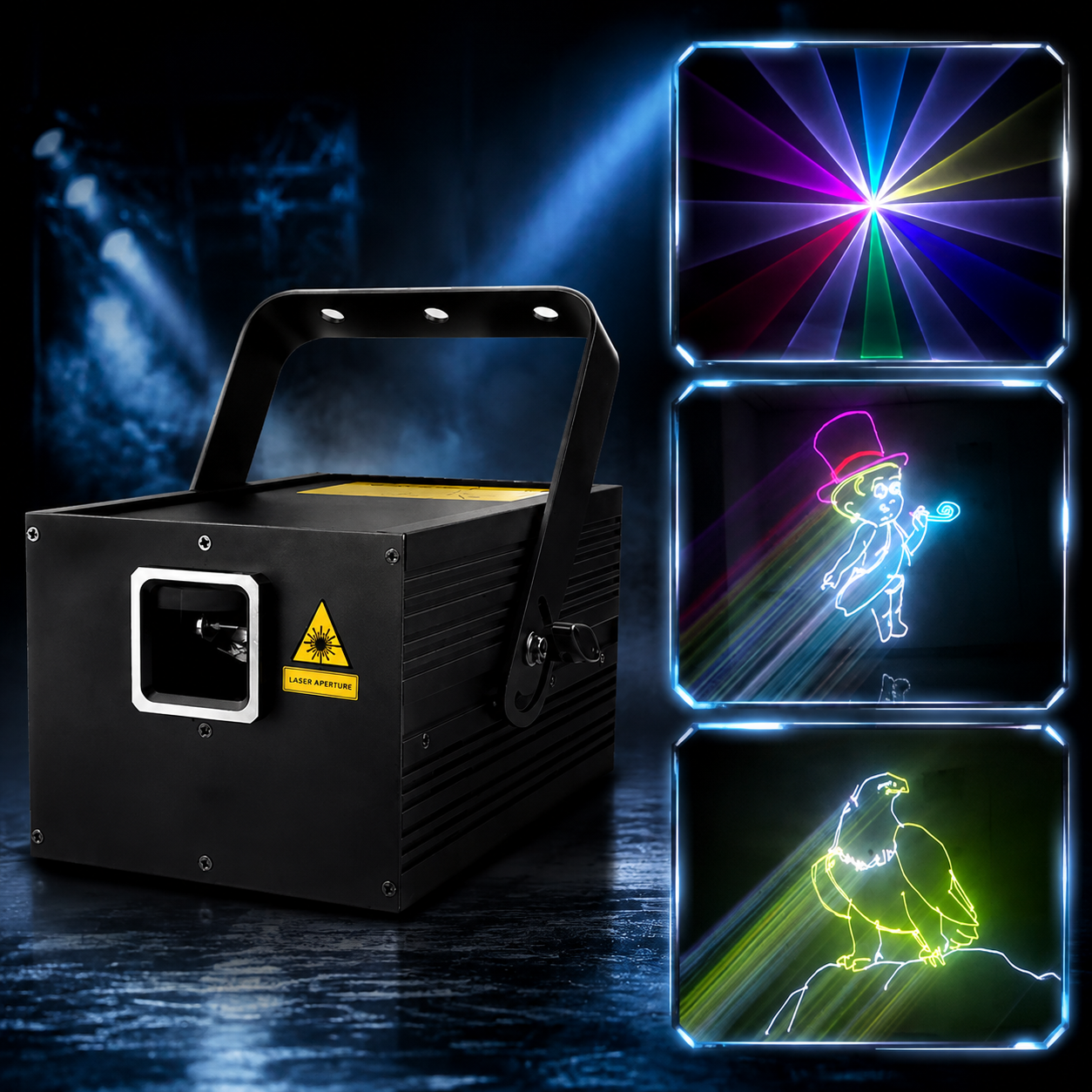KTVLIGHTS 2W RGB ILDA Animation & Beam Scanning Stage Laser Light-A11