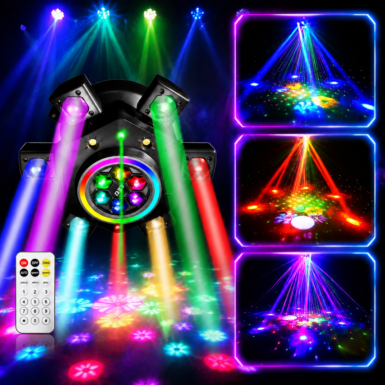 KTVLIGHTS Six Arm RGBW Beam Laser Moving Head Light for DJs - E11