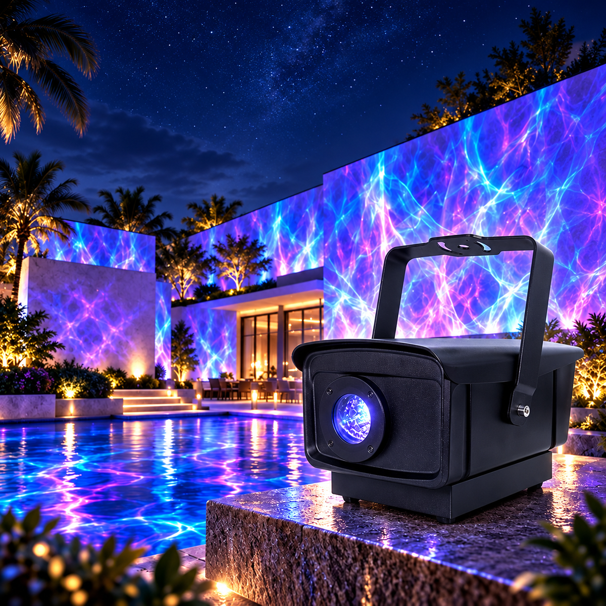 KTVLIGHTS RGB Water Ripple Laser Projector DMX512 IP66-S65