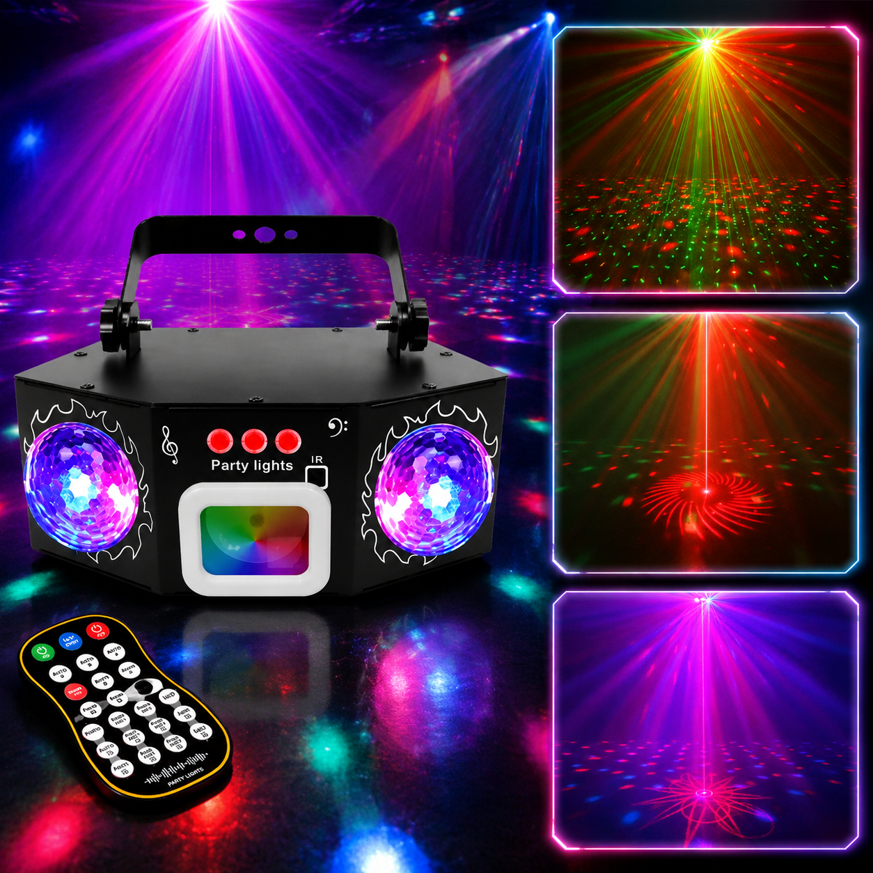 KTVLIGHTS 2026 Model 3-in-1 Dual Magic Ball Laser DJ Party Stage Light-C15
