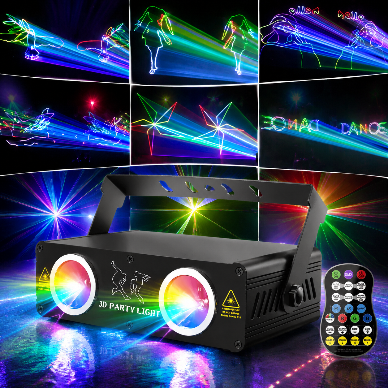 KTVLIGHTS RGB 3D Animation Laser Light – DJ Stage Effects – DMX512- A28