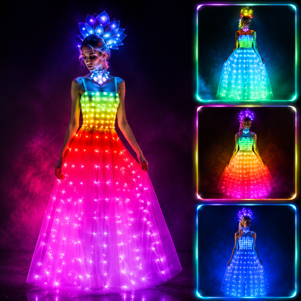 KTVLIGHTS Full Color LED Wedding Dress with Light Up Effects - M16