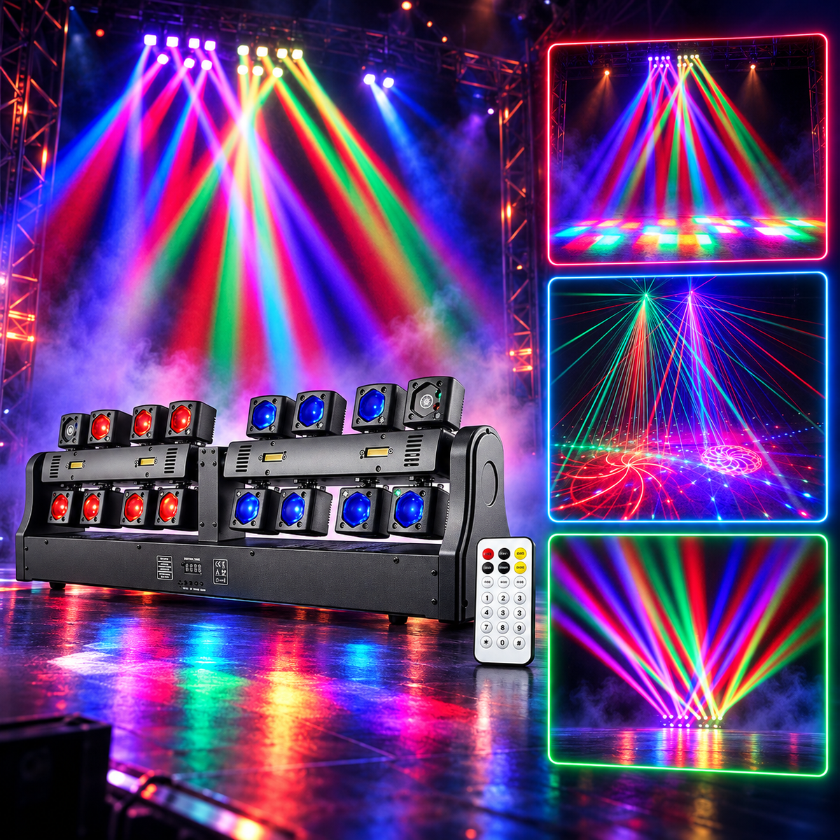 KTVLIGHTS 180W 16-Arm LED Laser Stage Light RGBW DMX512 Strobe-E99