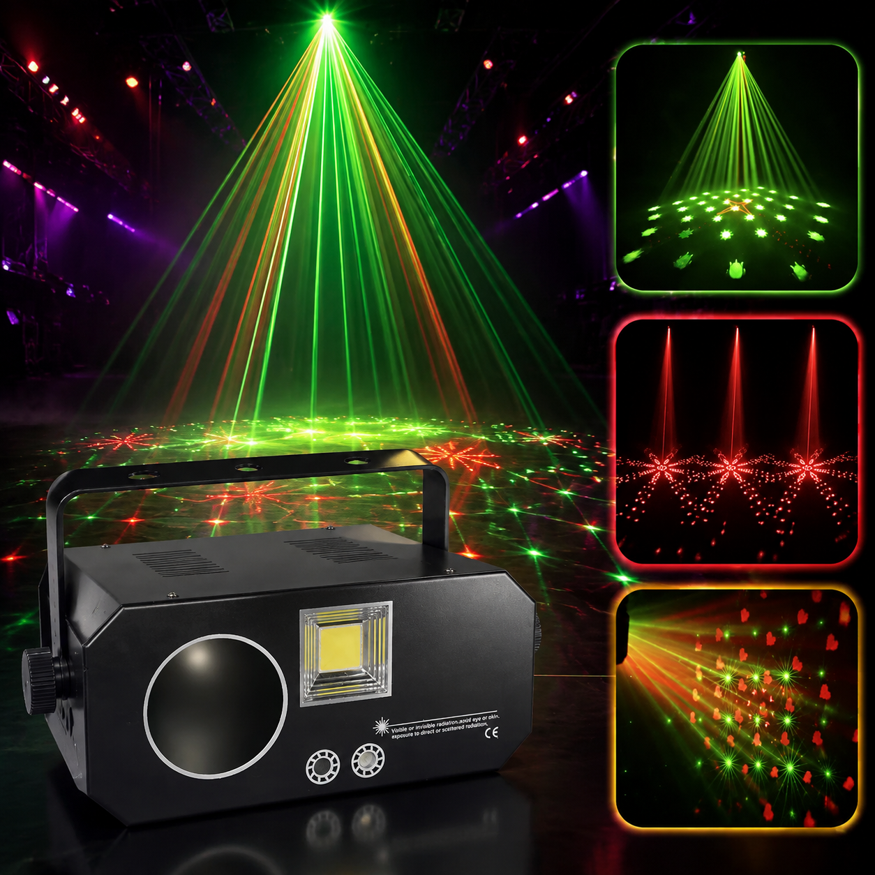 KTVLIGHTS 3-in-1 Wash Pattern Laser Light for DJ Stage Effects-B41
