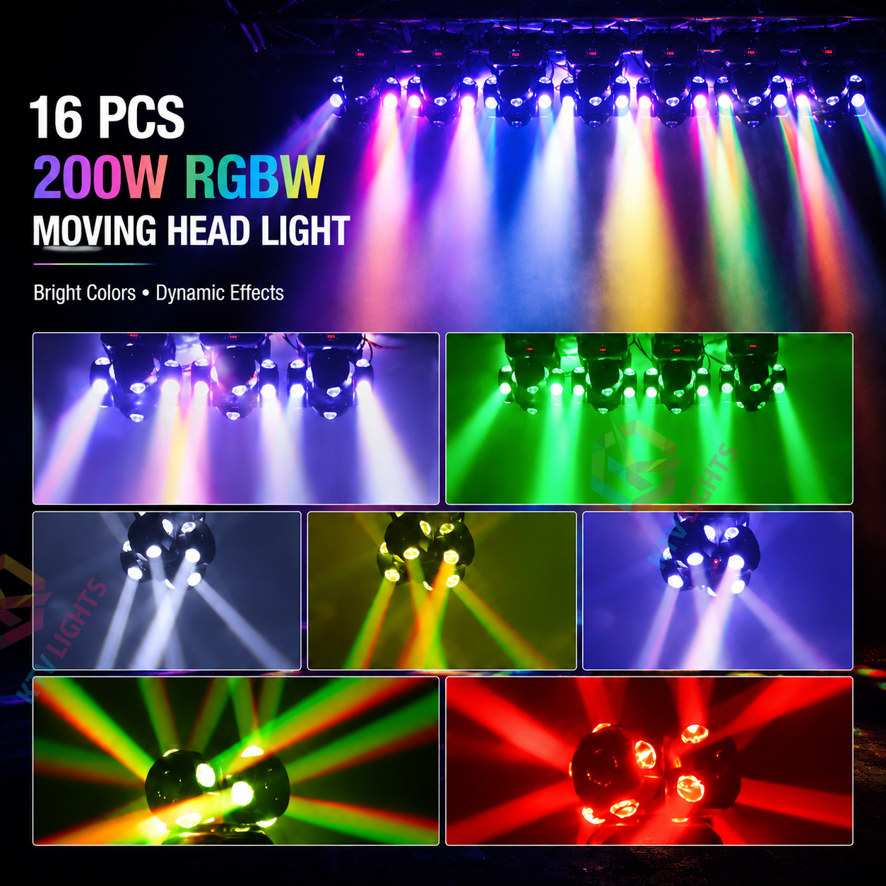 KTVLIGHTS LED 200W RGBW Moving Head Light DMX512 DJ Stage Lighting - E49