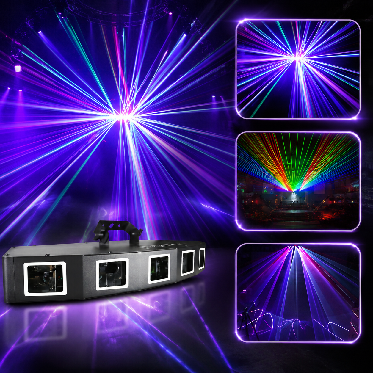 KTVLIGHTS 6-Hole RGB Scanning DMX Laser Stage Light for DJ Clubs-B26