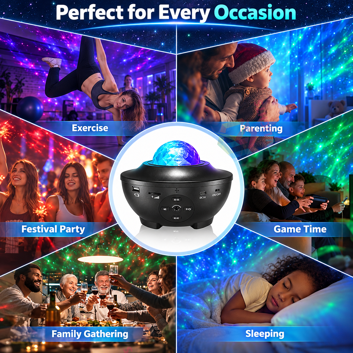 KTVLIGHTS Galaxy Night Light Projector with Music Speaker-S48