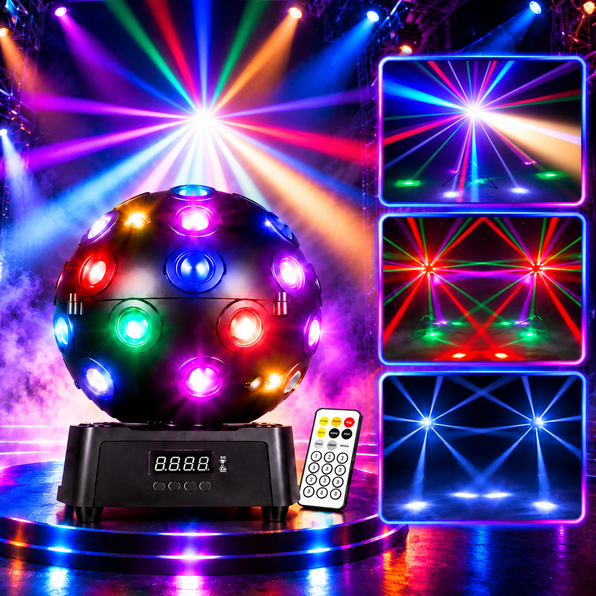 KTVLIGHTS 150W LED Disco Ball Stage Light with Golden Strobe-E118