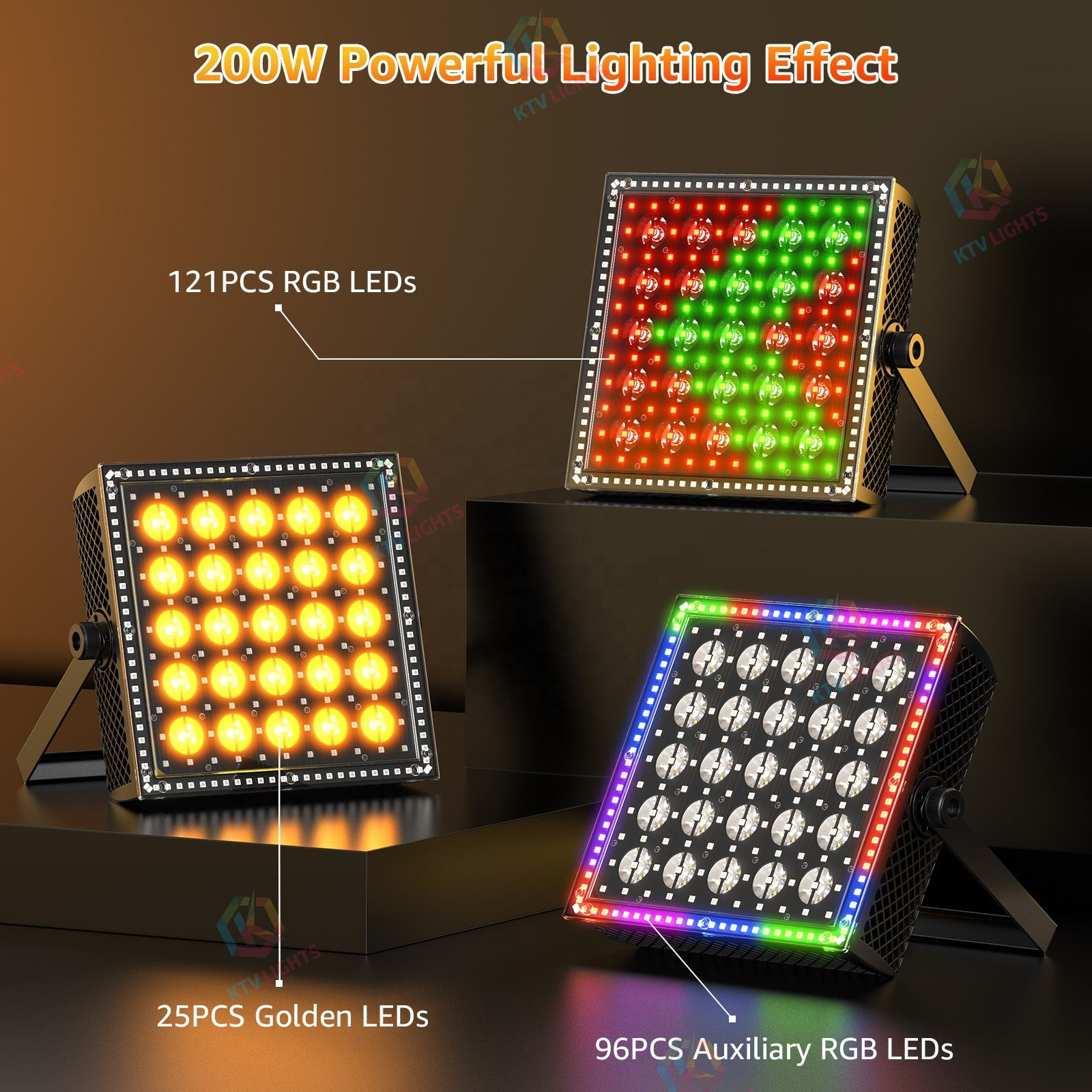 200W 5x5 LED Sound-Controlled DMX512 Wall Washer Light - X24