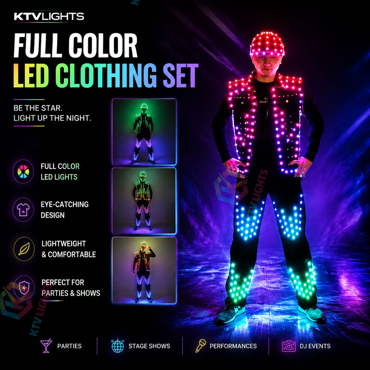 KTVLIGHTS Own The Spotlight With A Full Color LED Outfit-M31