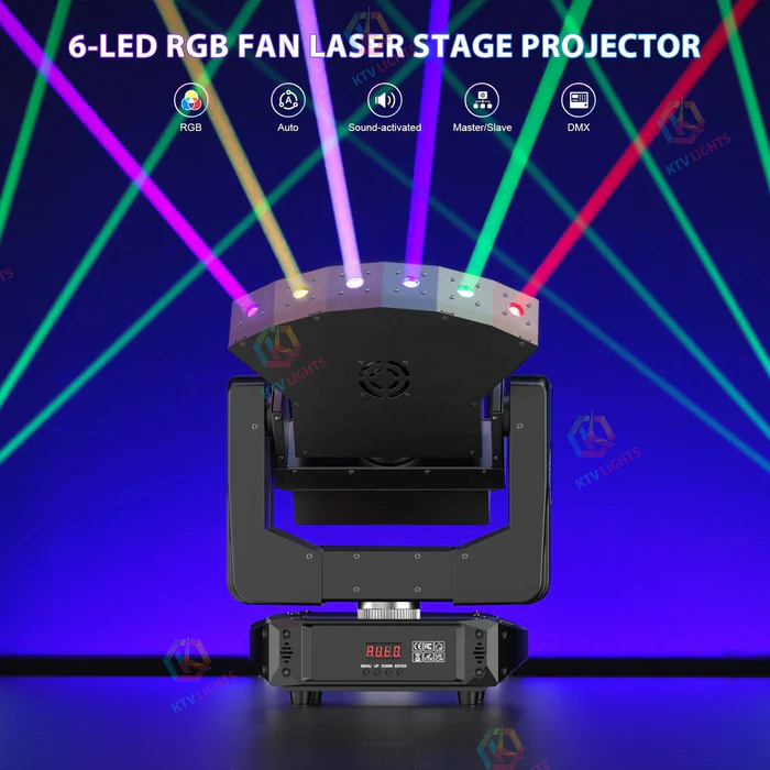 New 6-Eye RGB Infinite Rotation Fan-Shaped DMX512 Moving Head Light - E38