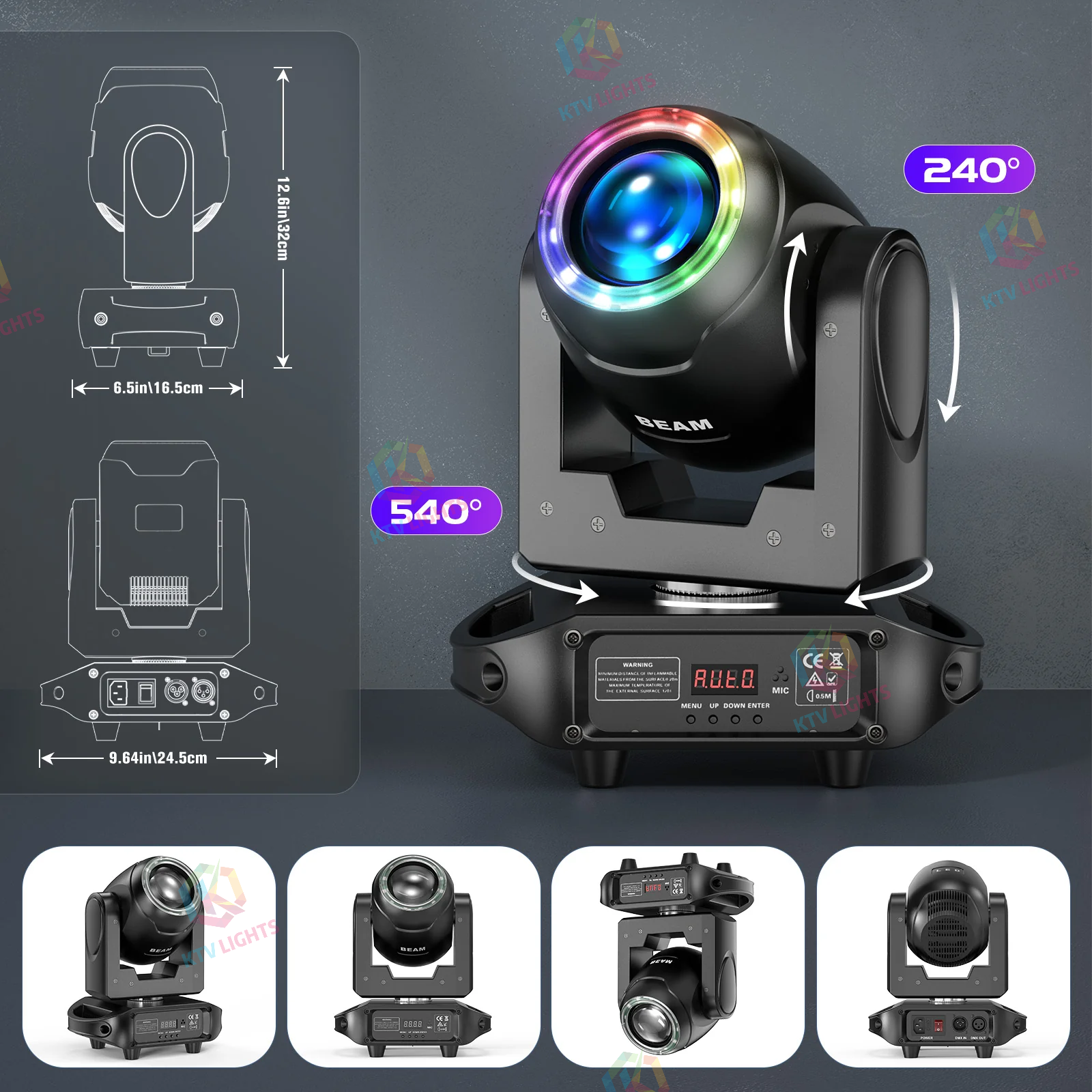 100W LED Rainbow Effect Light 8 GOBOs 8 Colors 6 Prism Moving Head Light - E44
