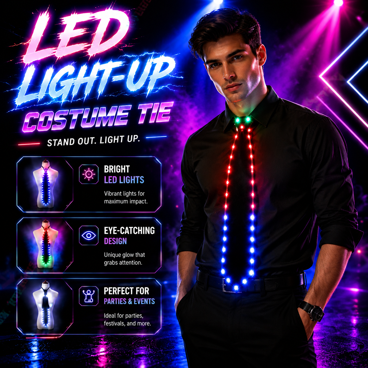 KTVLIGHTS LED Light Up Costume Suit for Rave Parties & Festivals-M30