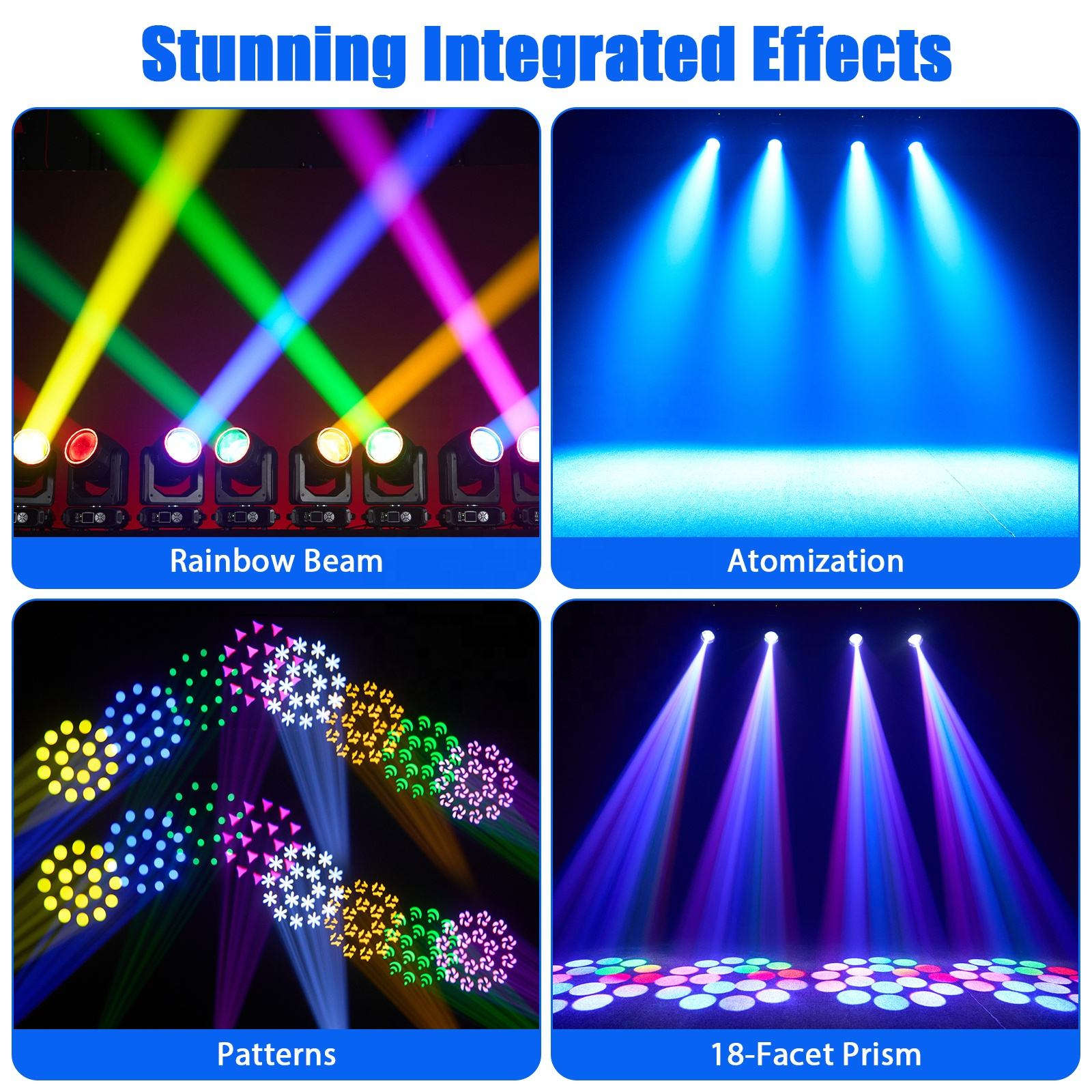 200W 18-prism rainbow effect LED moving head light - E62
