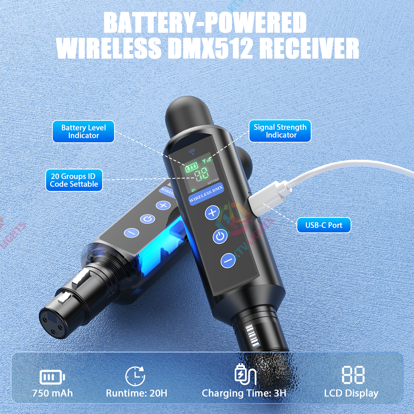 Wireless DMX512 Transmitter Receiver Kit for Stage Lighting-D10