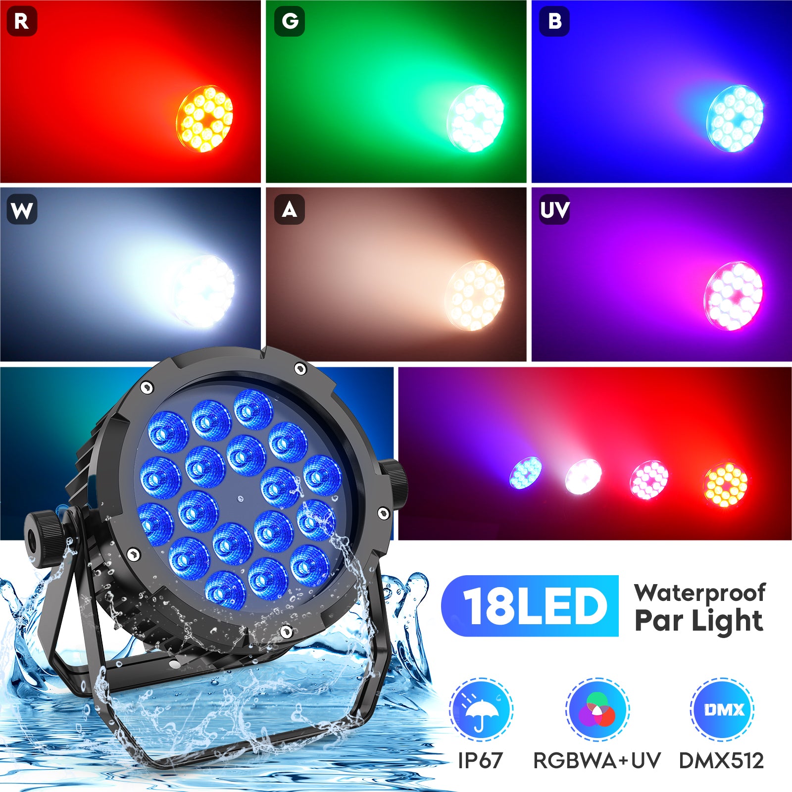 150W IP67 RGBW+UV Waterproof Par Light-P29
