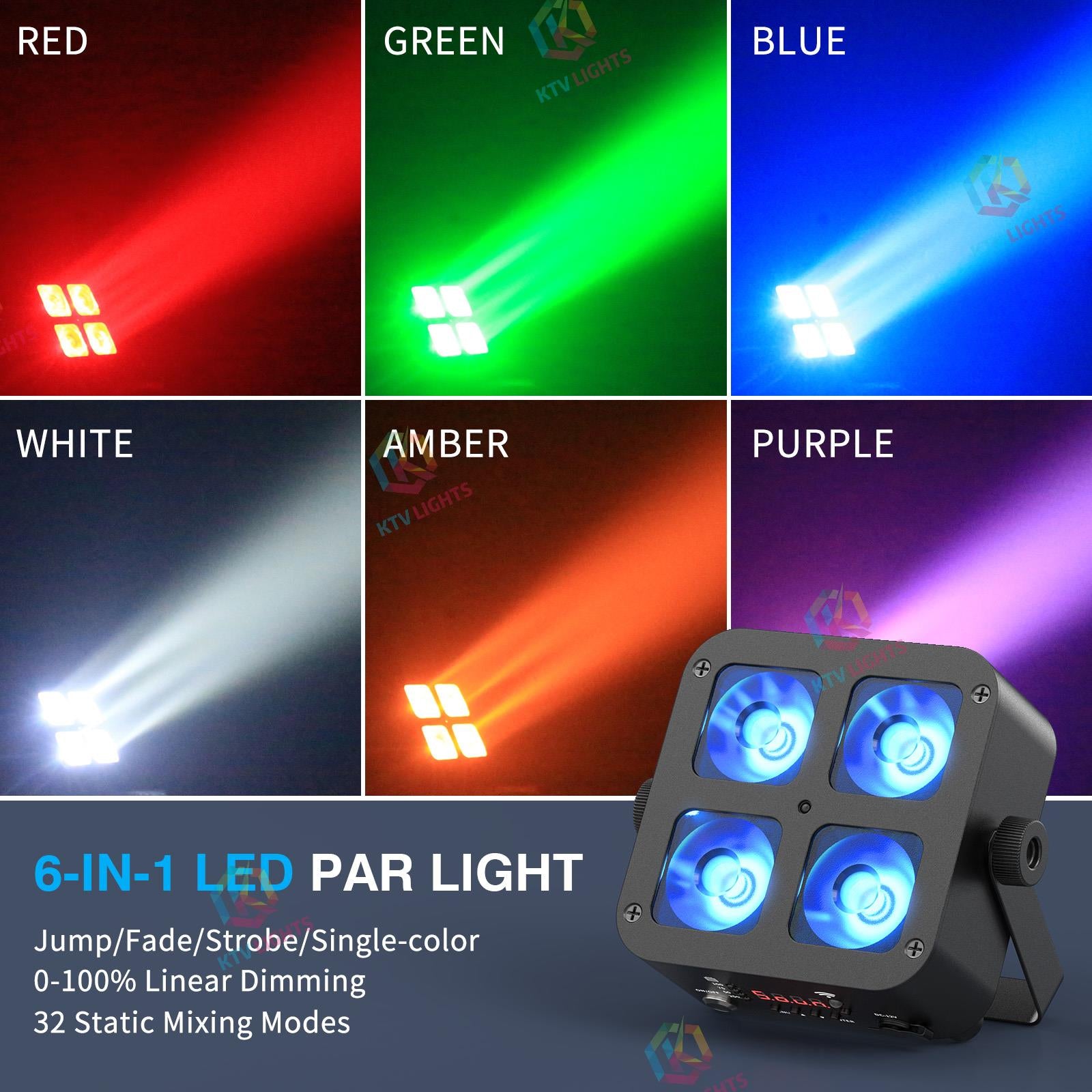 4x15W RGBWA+UV LED Rechargeable Par Light-P54