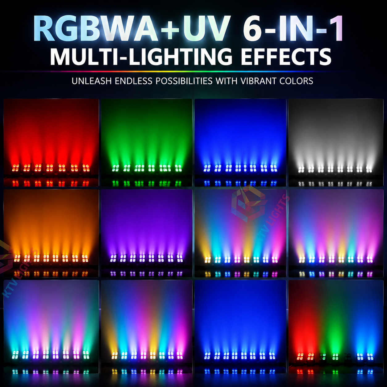 KTVLIGHTS 4x15W RGBW IP65 Battery-Powered LED PAR Light-P15