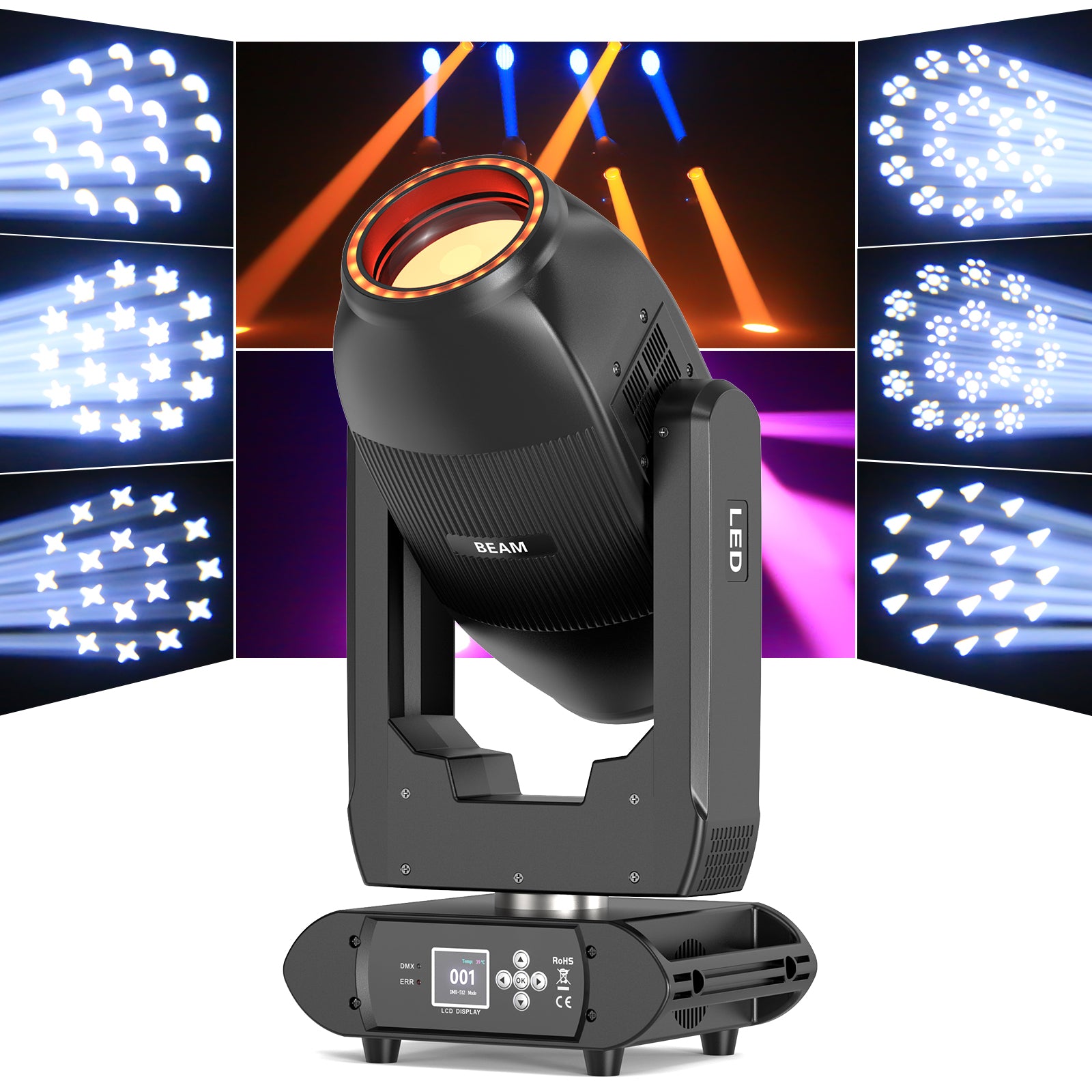 2X100W LED 18 Prism 19 Pattern 12 Colors Double Beam Moving Head Light-E36
