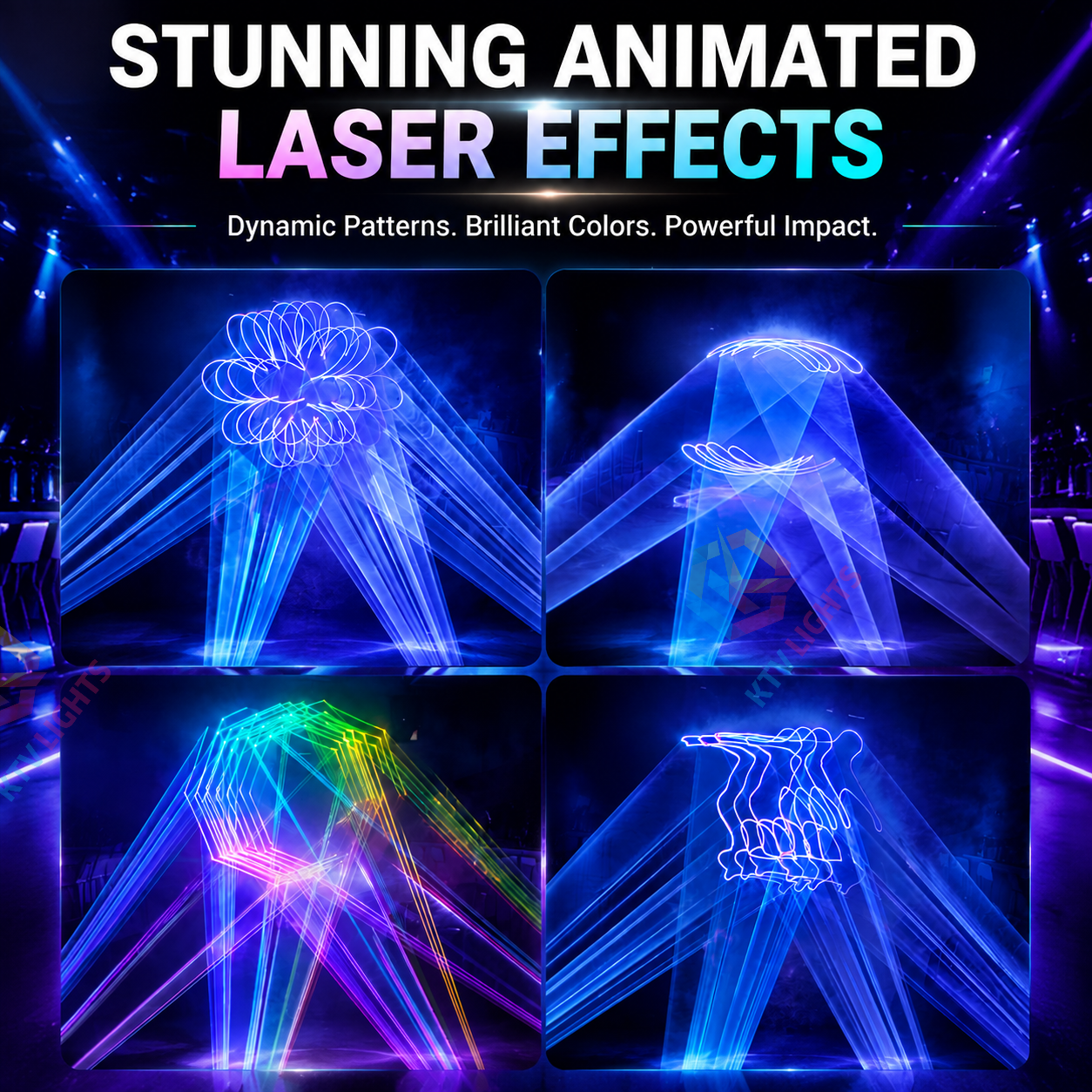 KTVLIGHTS RGB Animation Strobe Laser Light – DJ Stage Effect Light – DMX512 - A12